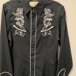 Roper Black Women’s Embellished Western Shirt Sz M